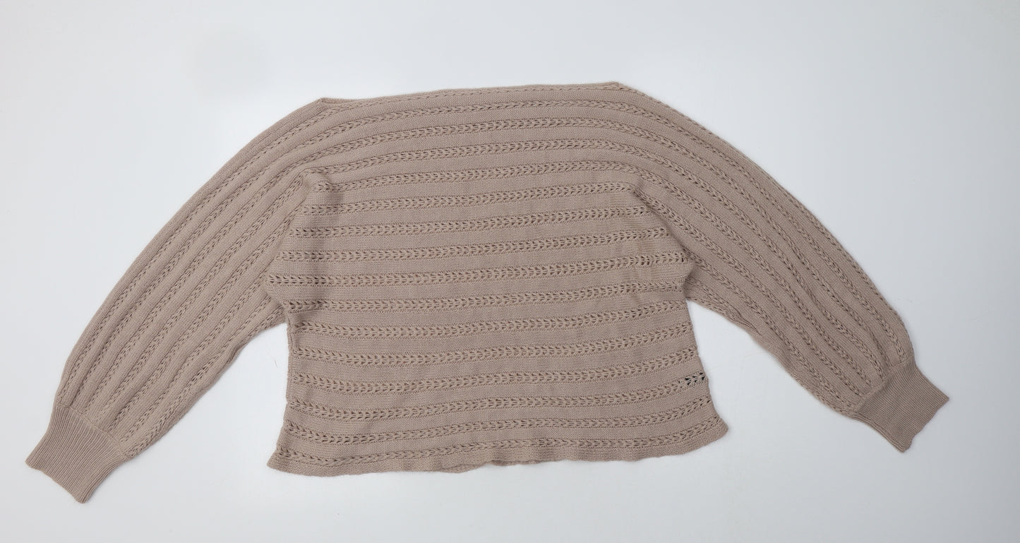 SheIn Womens Pink Boat Neck  Acrylic Pullover Jumper Size 2XL