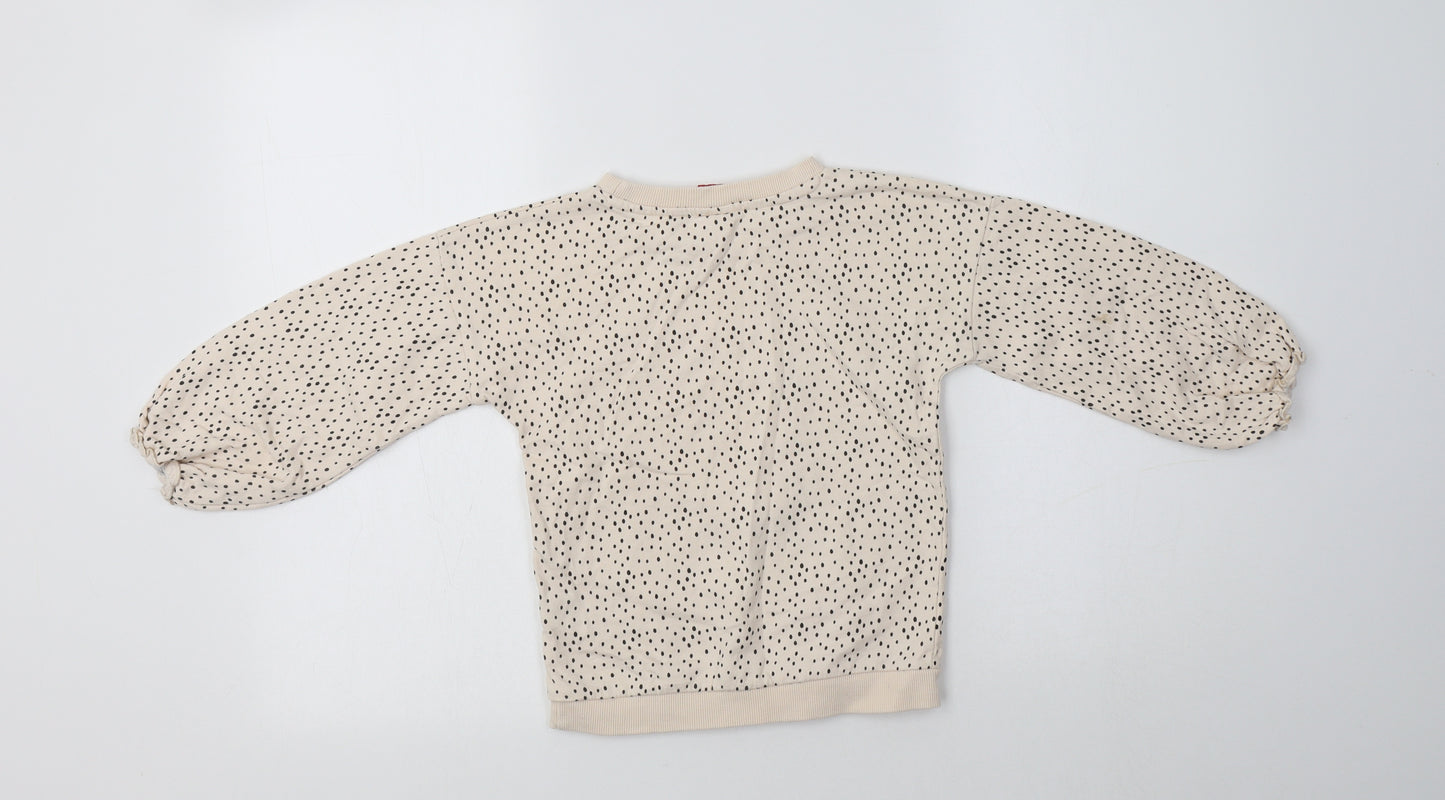 TU Girls Beige Polka Dot Cotton Pullover Sweatshirt Size 5-6 Years   - Minnie Mouse