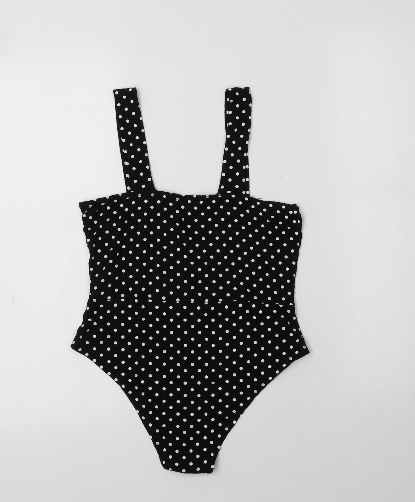 Nasty Gal Womens Black Polka Dot Viscose Bodysuit One-Piece Size 10