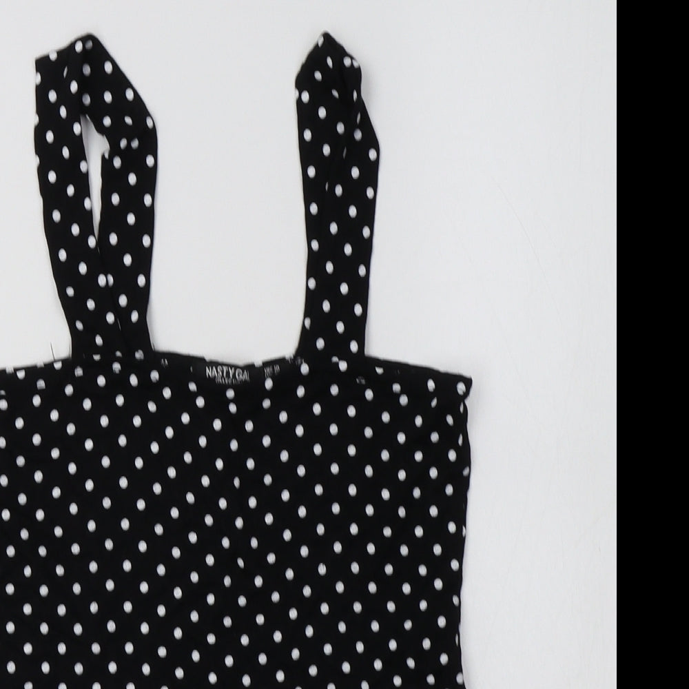Nasty Gal Womens Black Polka Dot Viscose Bodysuit One-Piece Size 10