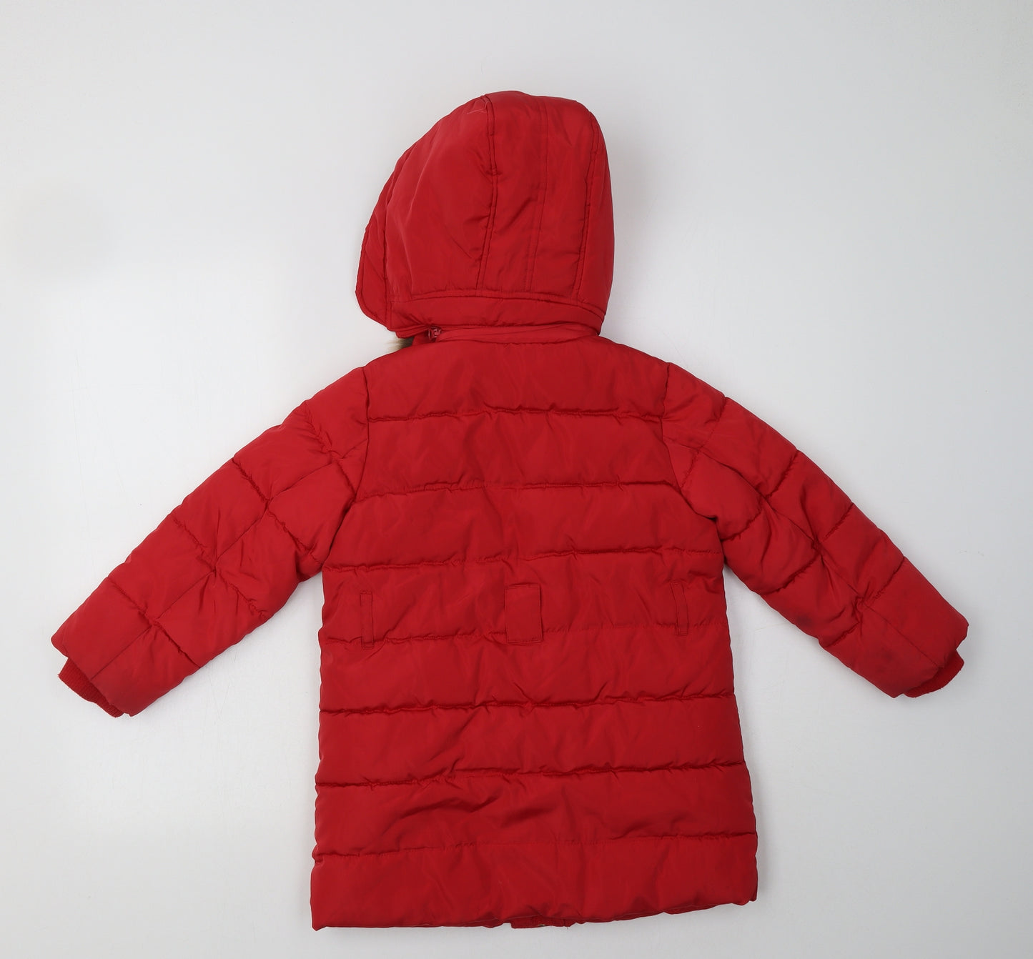 M&S Girls Red   Overcoat Coat Size 5-6 Years