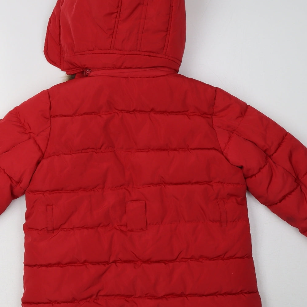 M&S Girls Red   Overcoat Coat Size 5-6 Years