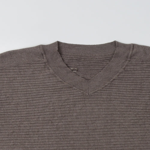 F&F Womens Grey V-Neck  Viscose Pullover Jumper Size 12