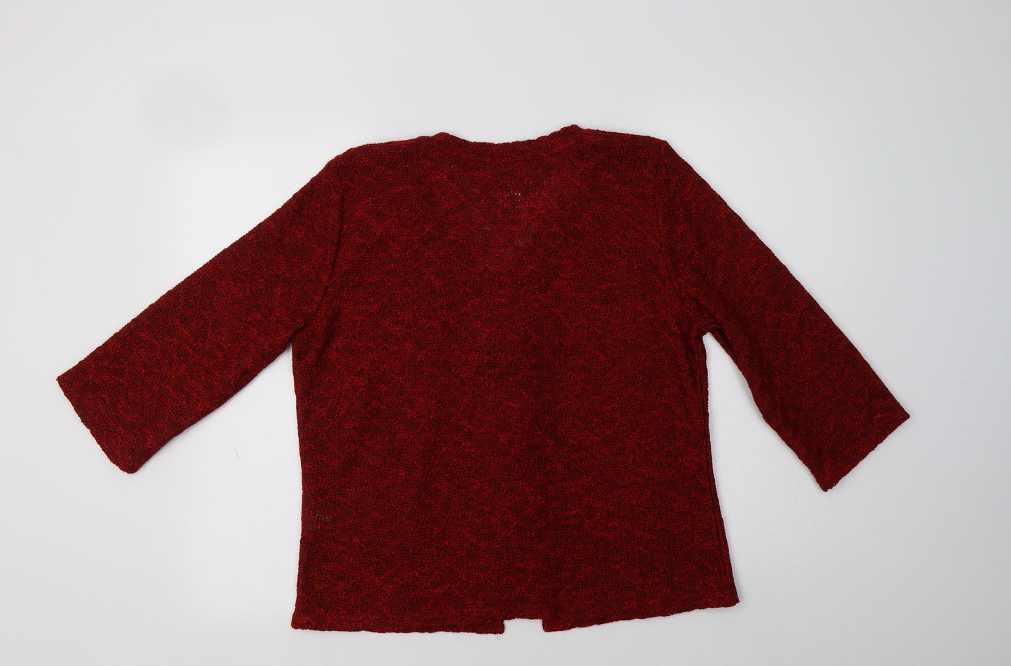 Per Una Womens Red Round Neck  Acrylic Cardigan Jumper Size L   - Flower Brooch