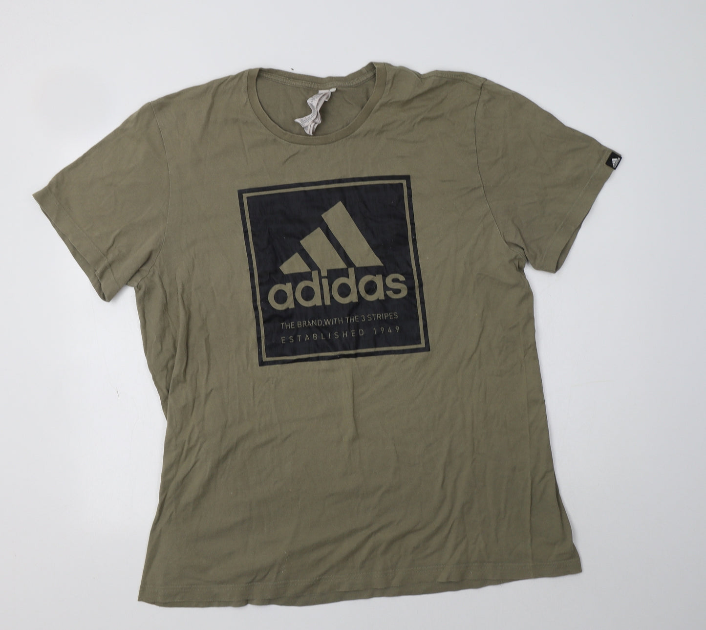 adidas Mens Green  Cotton  T-Shirt Size XL Crew Neck