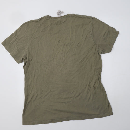 adidas Mens Green  Cotton  T-Shirt Size XL Crew Neck