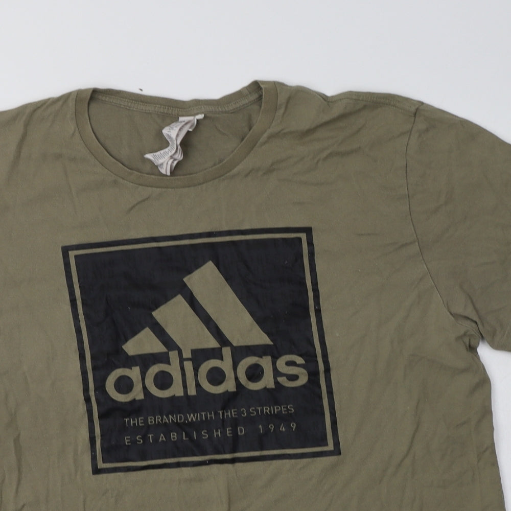 adidas Mens Green  Cotton  T-Shirt Size XL Crew Neck