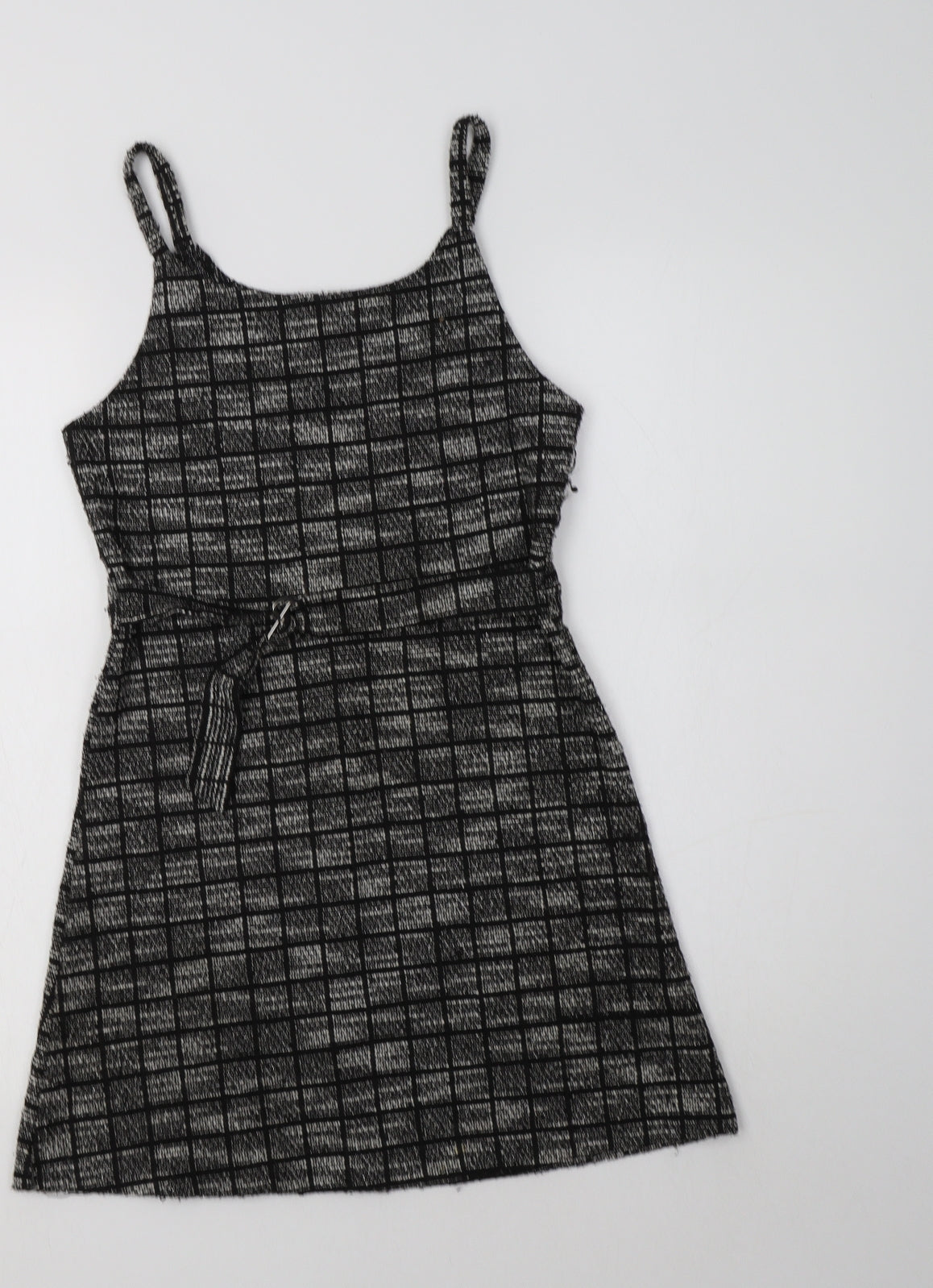 Primark Girls Grey Check Polyester Fit & Flare  Size 11-12 Years  Round Neck