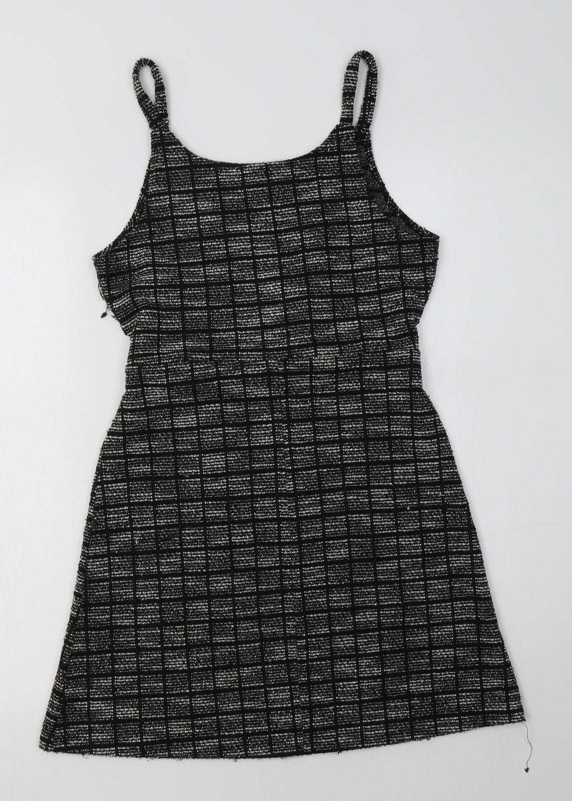 Primark Girls Grey Check Polyester Fit & Flare  Size 11-12 Years  Round Neck