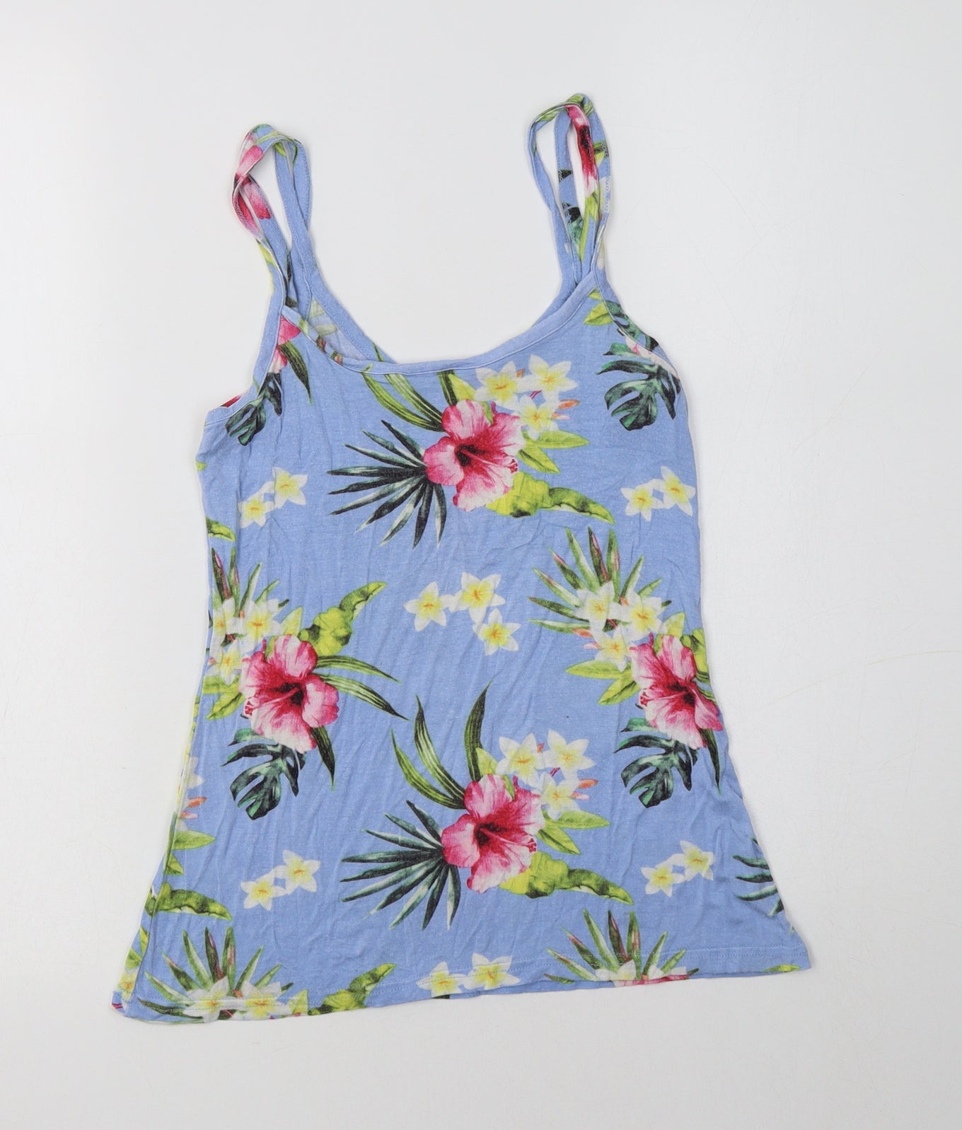 Peacocs Womens Blue Floral Viscose Camisole Tank Size 6 V-Neck