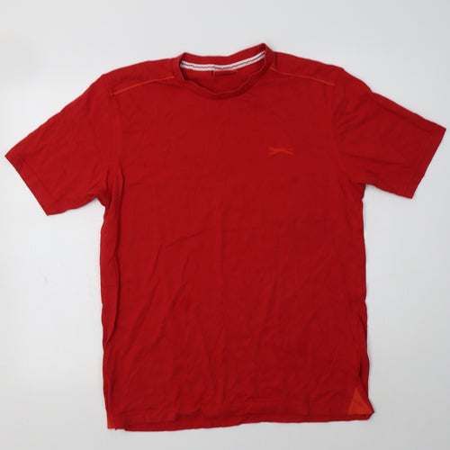Slazenger Mens Red  Cotton  T-Shirt Size M Crew Neck