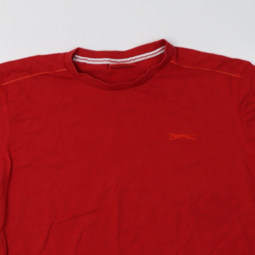 Slazenger Mens Red  Cotton  T-Shirt Size M Crew Neck