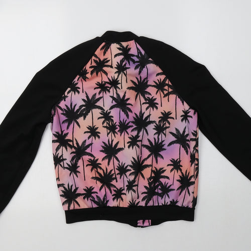 New Look Girls Black Geometric Polyester Full Zip Sweatshirt Size 12-13 Years   - Palm Tree Print