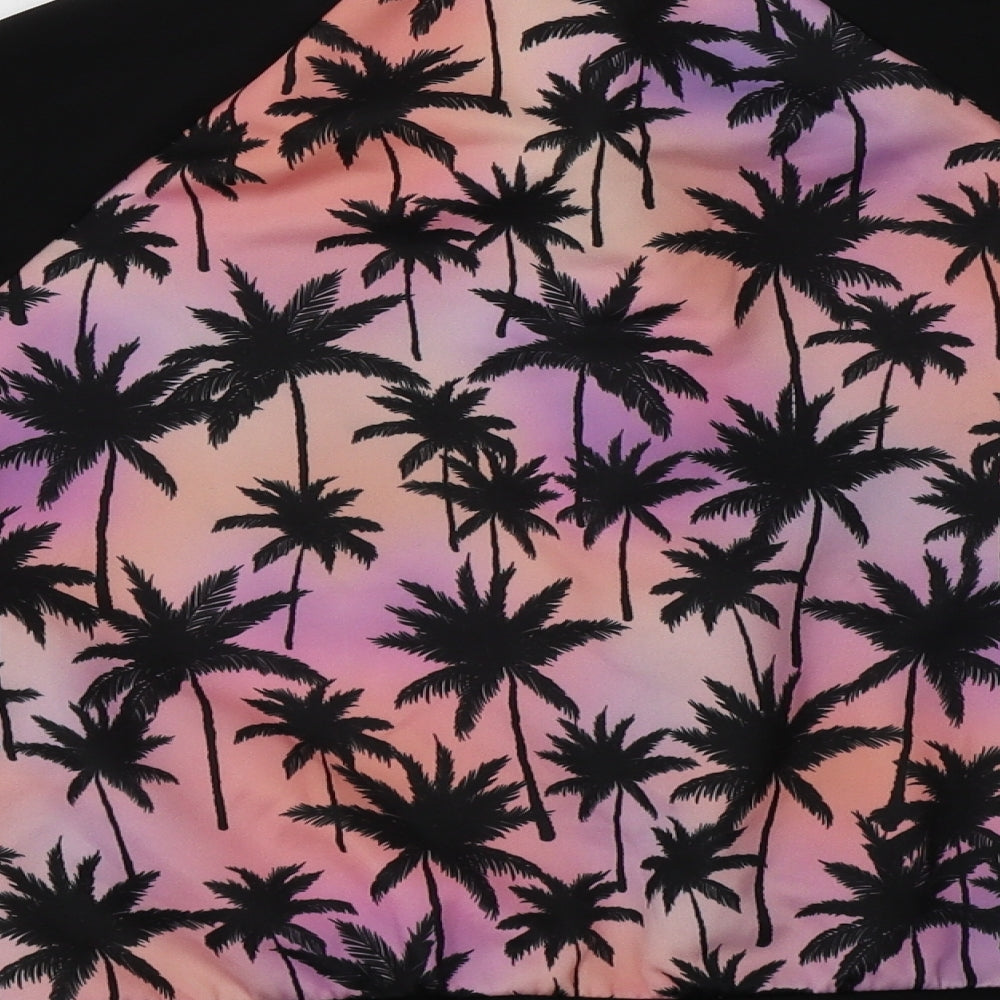 New Look Girls Black Geometric Polyester Full Zip Sweatshirt Size 12-13 Years   - Palm Tree Print