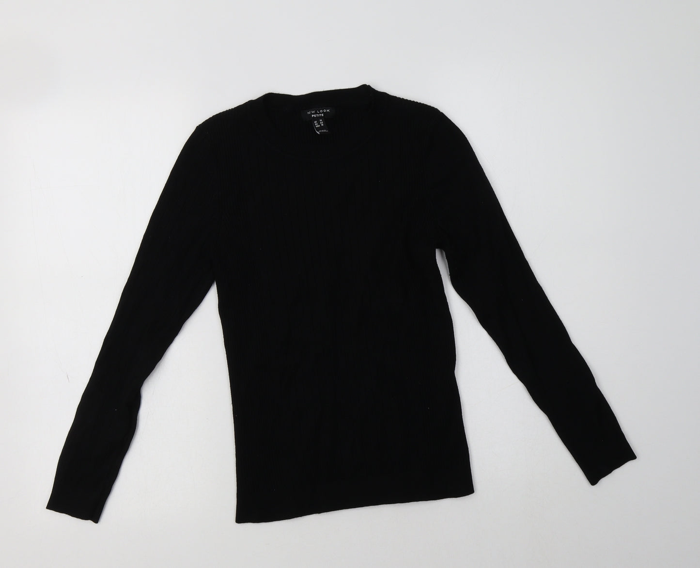 New Look Womens Black Crew Neck  Viscose Pullover Jumper Size 14