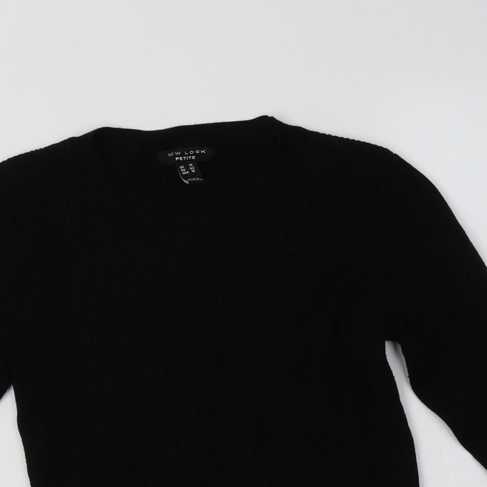 New Look Womens Black Crew Neck  Viscose Pullover Jumper Size 14