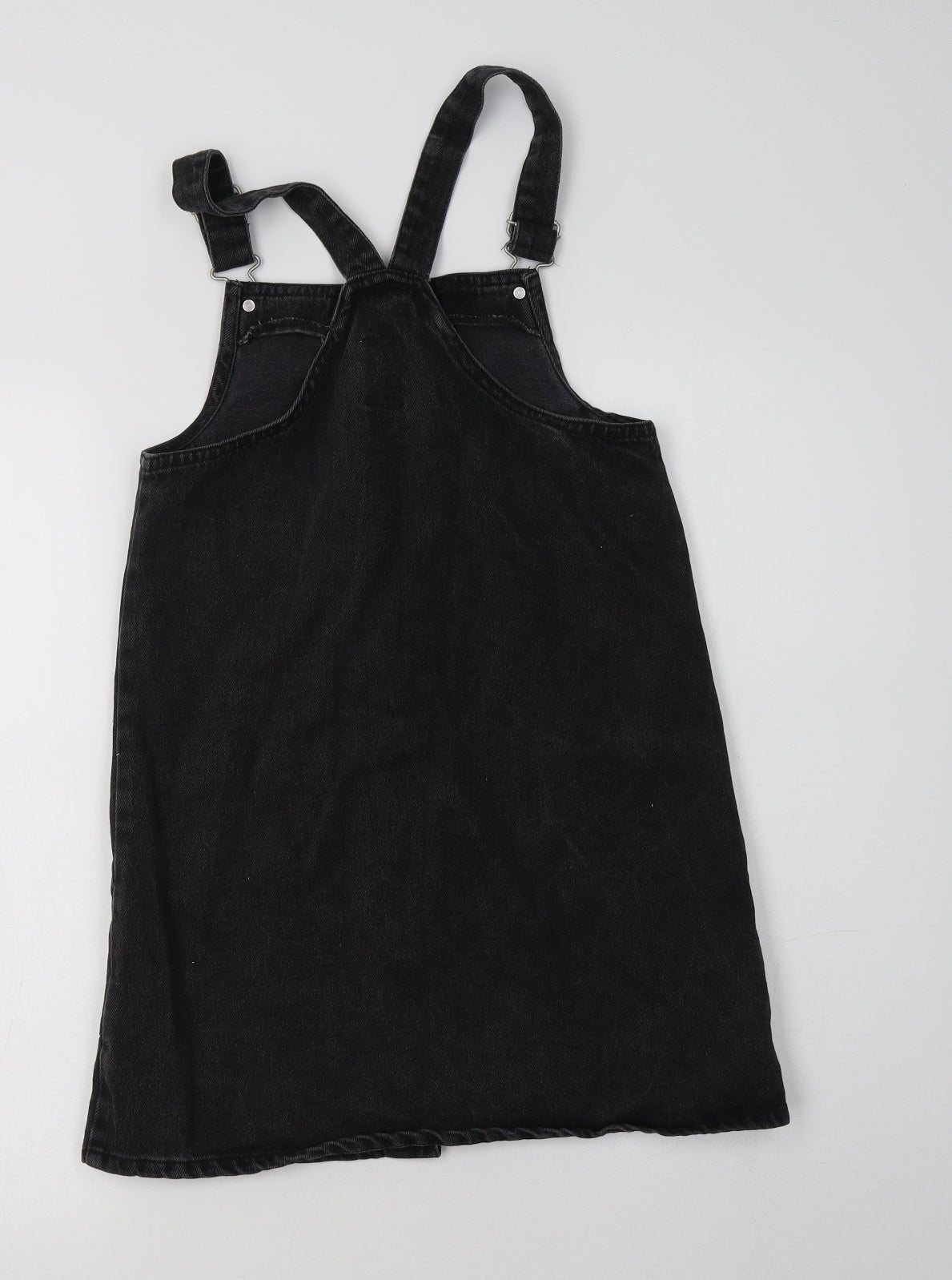 Primark Girls Black  Cotton Pinafore/Dungaree Dress  Size 11-12 Years  Square Neck