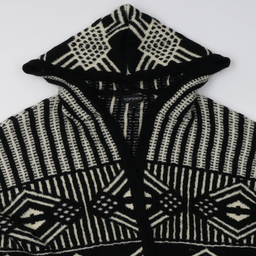 Topshop Womens Black Geometric  Overcoat Coatigan Size L