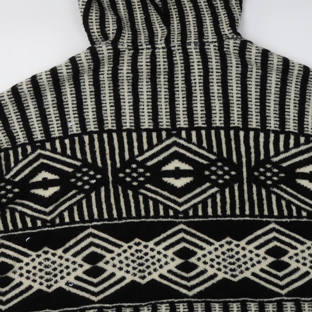 Topshop Womens Black Geometric  Overcoat Coatigan Size L