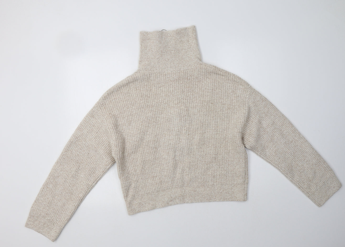 H&M Womens Beige Collared  Cotton Henley Jumper Size M