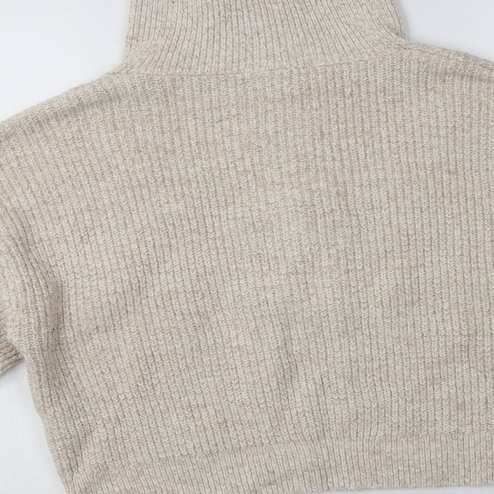 H&M Womens Beige Collared  Cotton Henley Jumper Size M