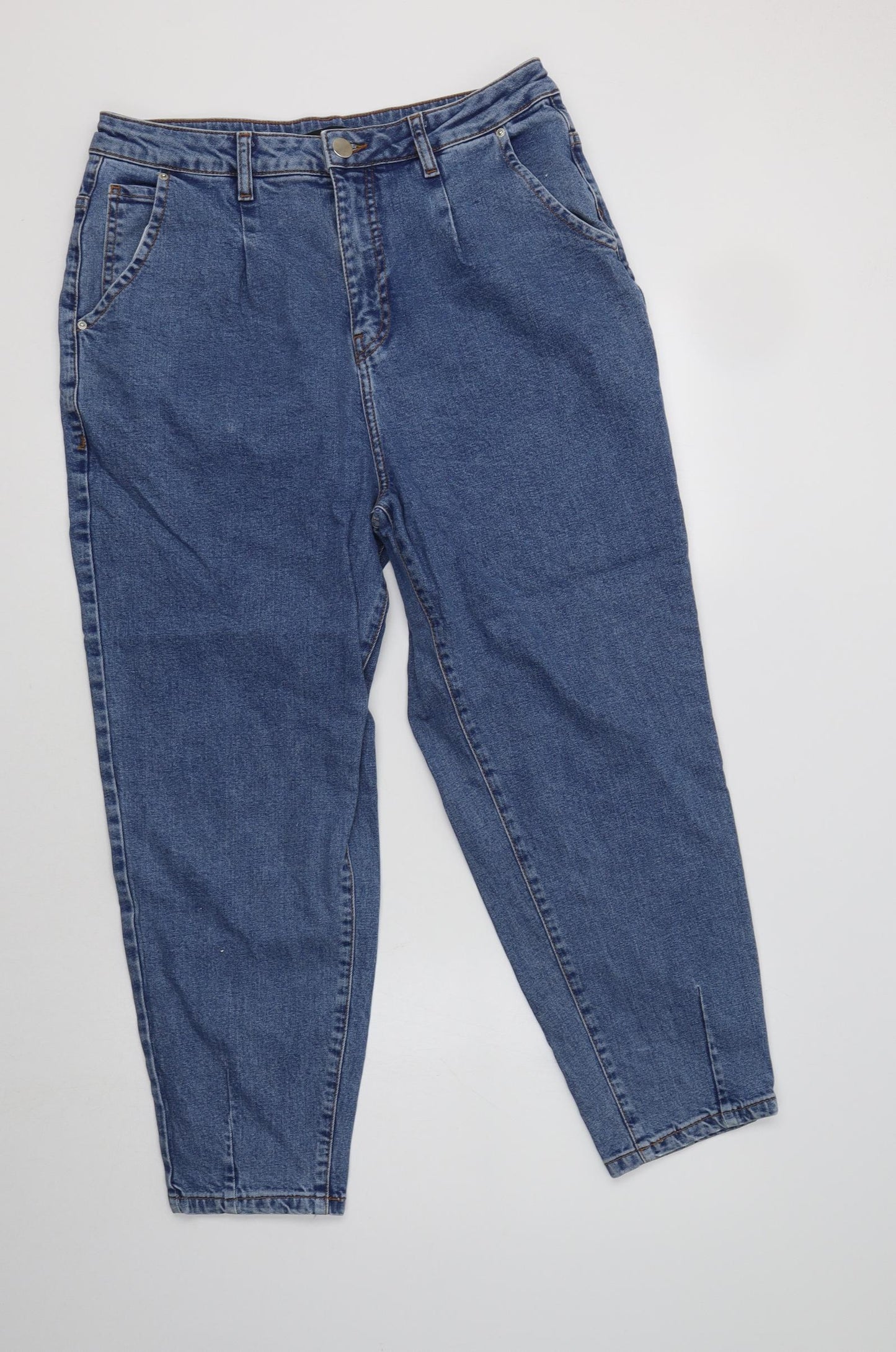 George Womens Blue  Cotton Mom Jeans Size 14 L27 in Regular