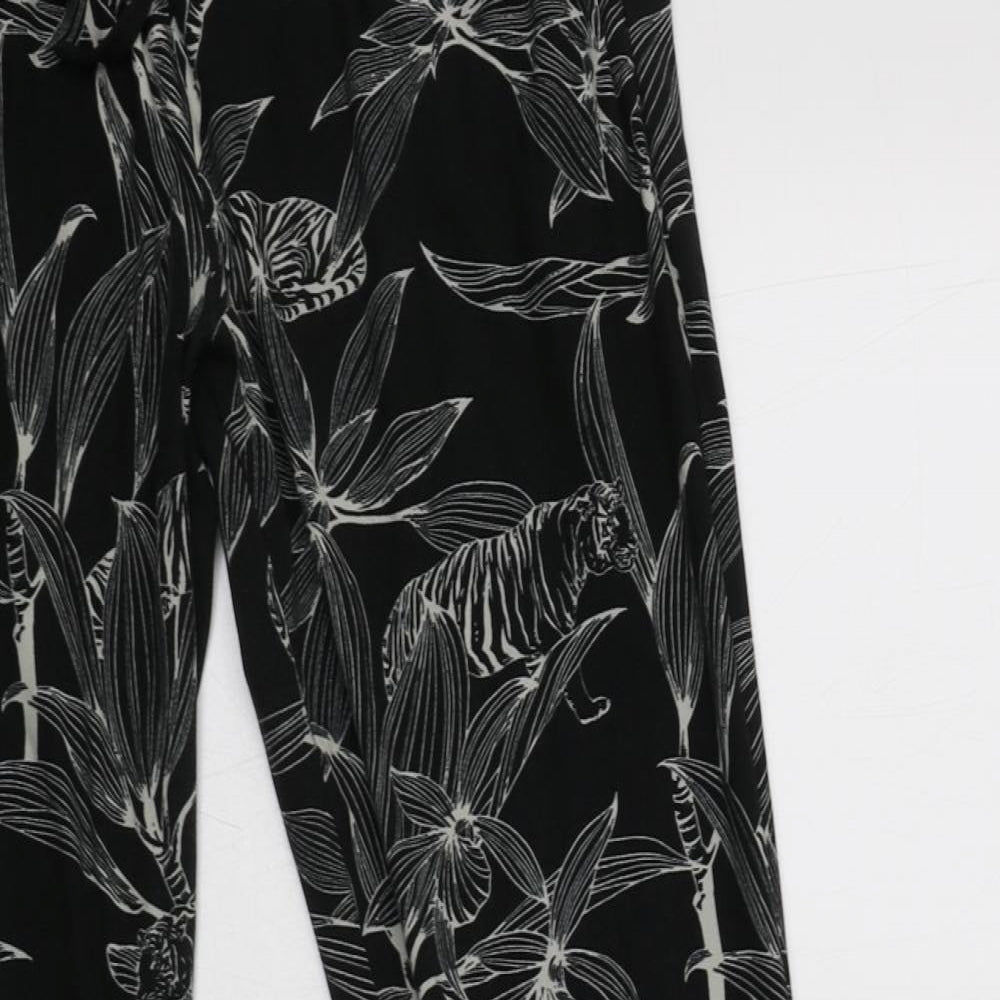 Primark Womens Black Floral Polyester  Pyjama Pants Size S