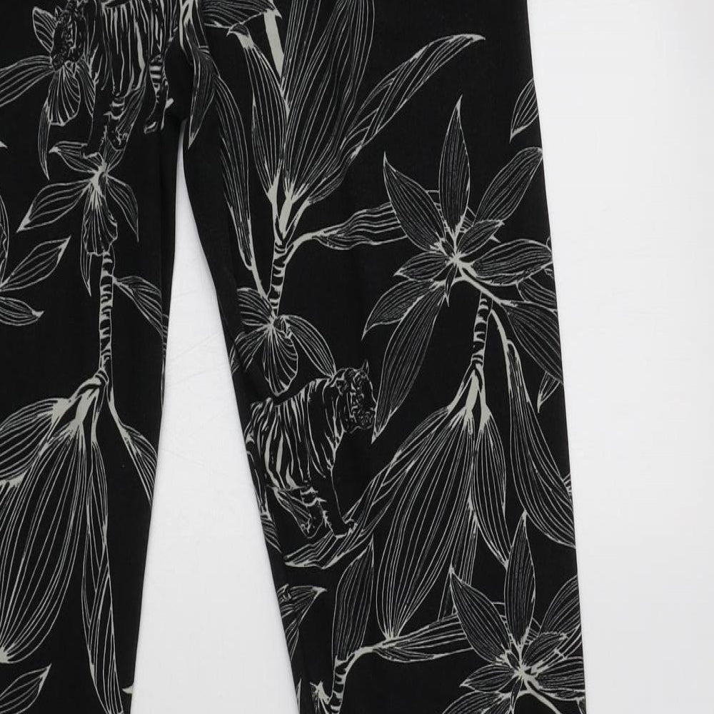 Primark Womens Black Floral Polyester  Pyjama Pants Size S