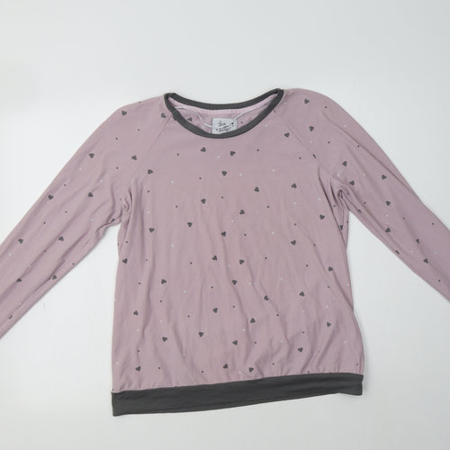 Primark Womens Pink Geometric Polyester Top Pyjama Top Size 8   - Heart Print