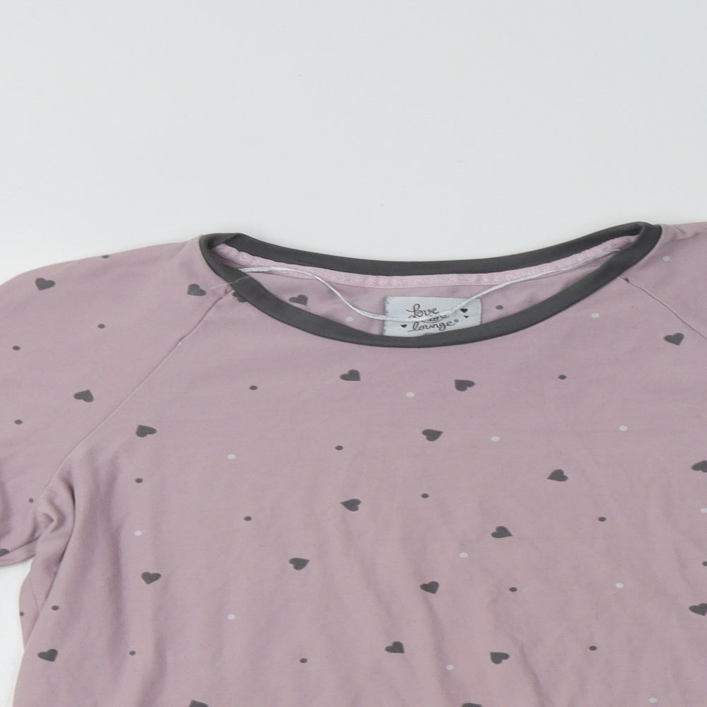 Primark Womens Pink Geometric Polyester Top Pyjama Top Size 8   - Heart Print