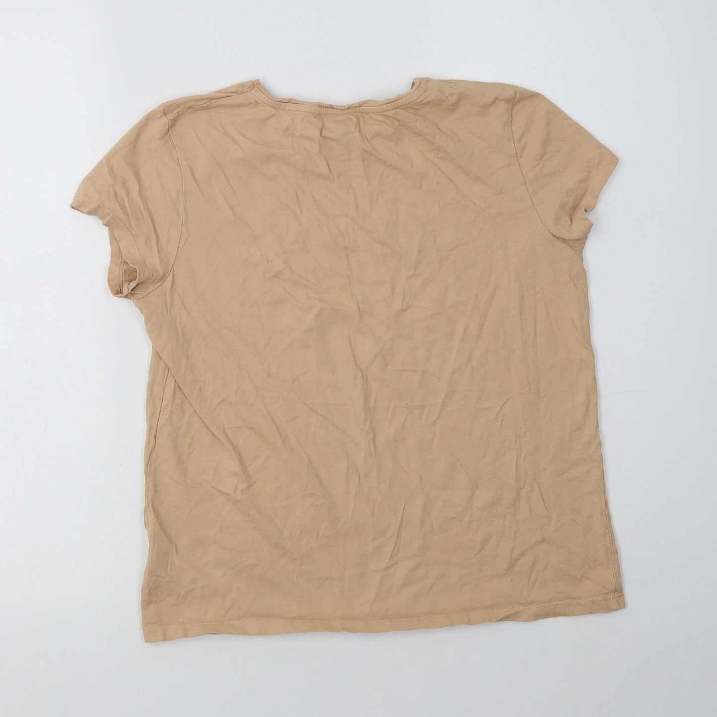 Primark Womens Beige  Cotton Basic T-Shirt Size 8 Crew Neck