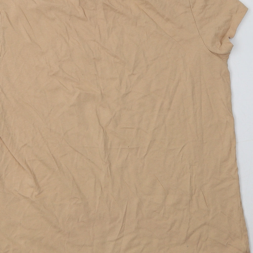 Primark Womens Beige  Cotton Basic T-Shirt Size 8 Crew Neck