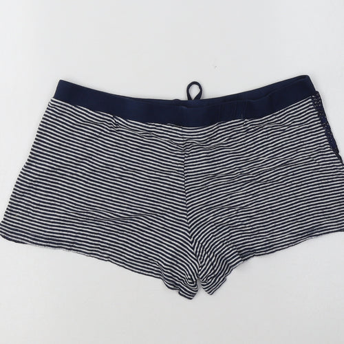 Primark Womens Blue Striped Viscose  Pyjama Pants Size 10   - Lace Detail
