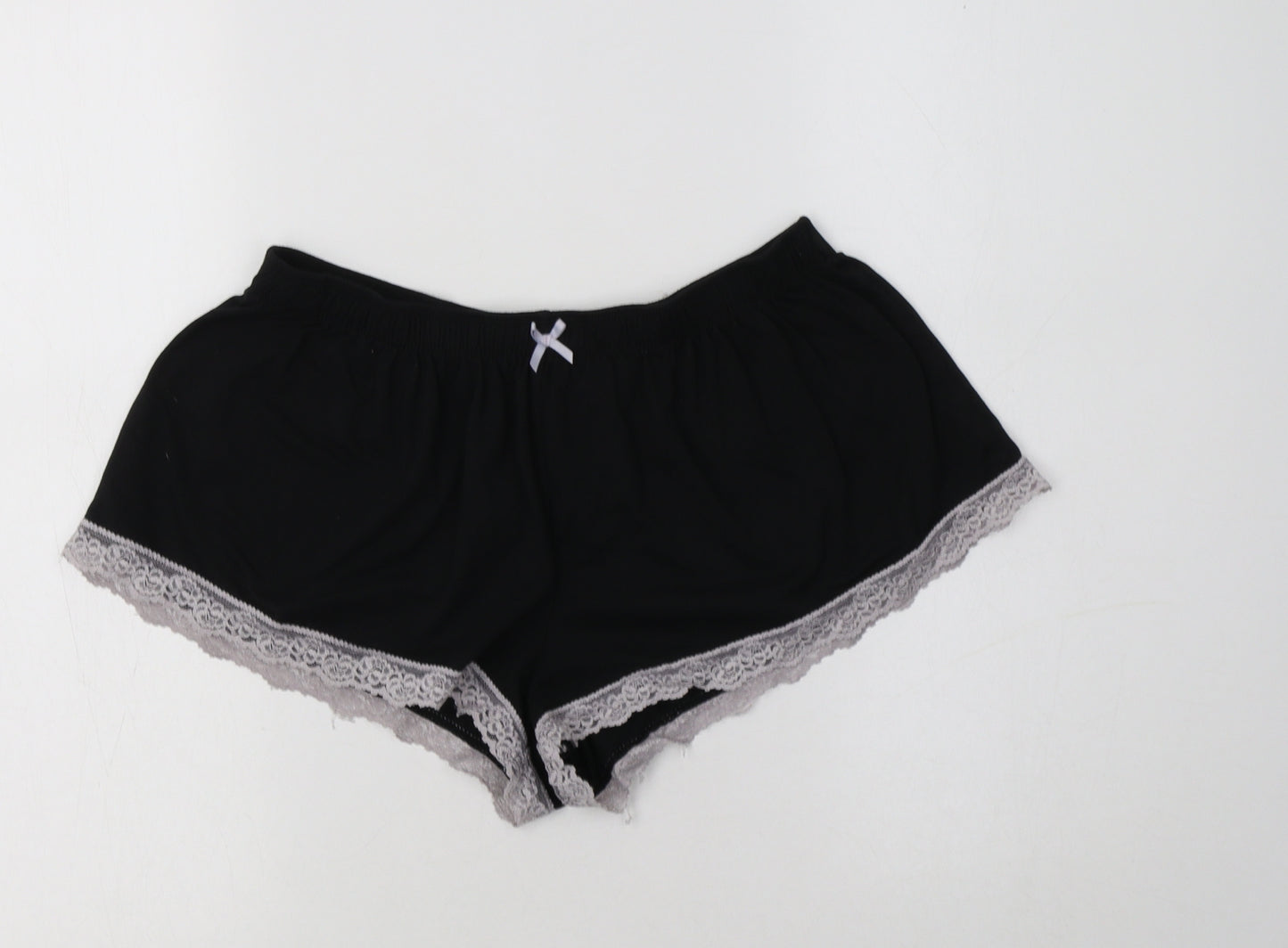 Primark Womens Black  Polyester  Pyjama Pants Size M   - Lace Detail