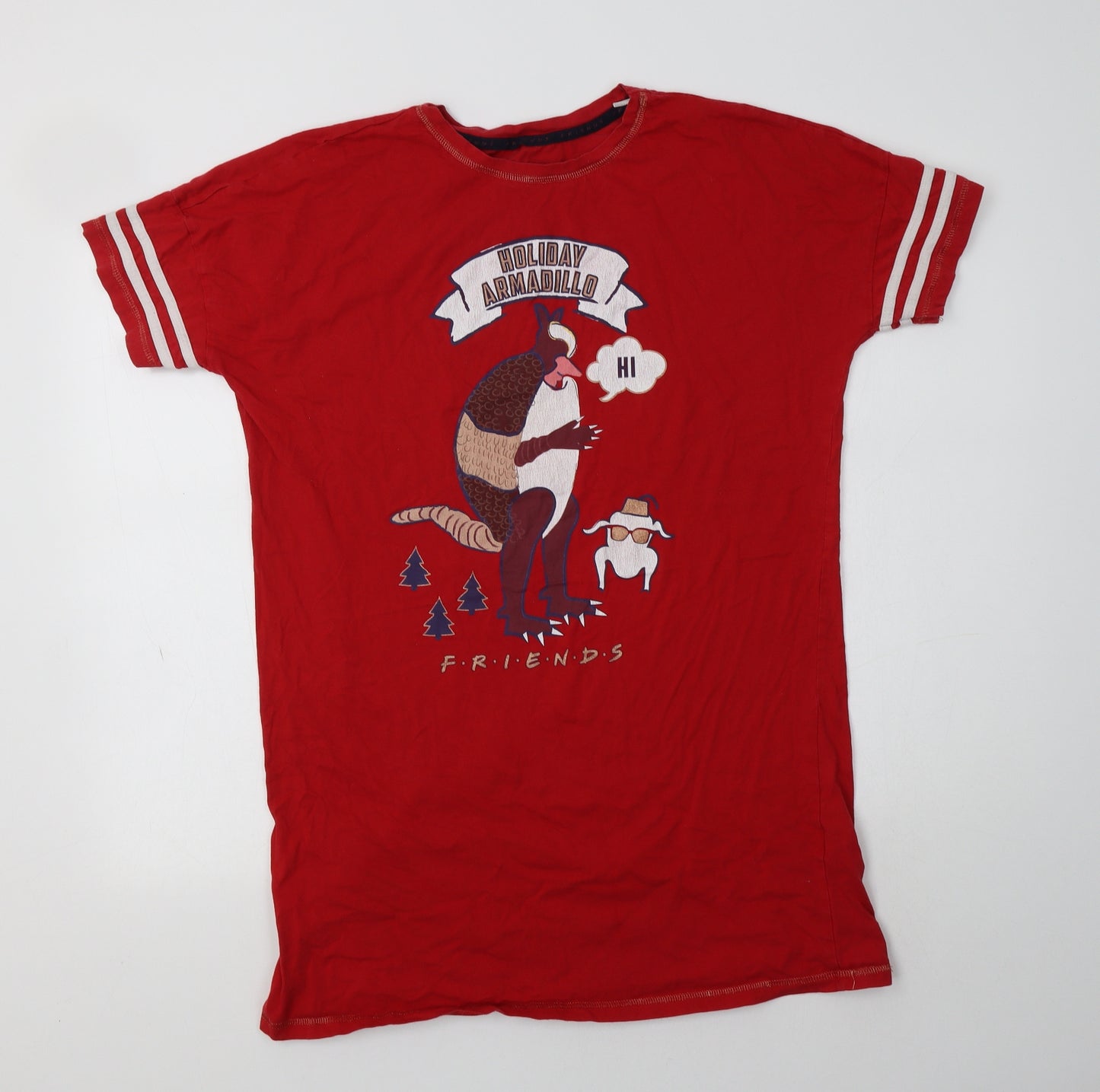 Primark Womens Red  Cotton Tunic T-Shirt Size S Crew Neck - Friends Christmas