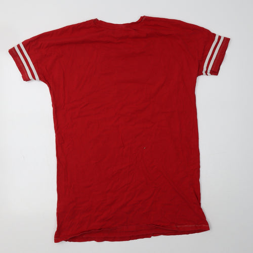 Primark Womens Red  Cotton Tunic T-Shirt Size S Crew Neck - Friends Christmas