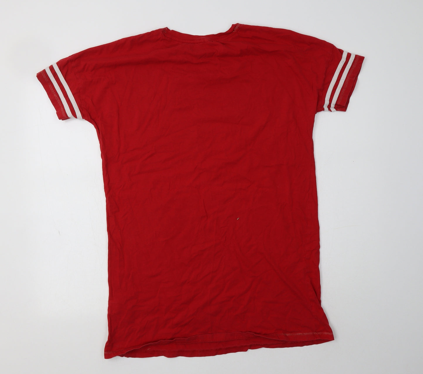 Primark Womens Red  Cotton Tunic T-Shirt Size S Crew Neck - Friends Christmas