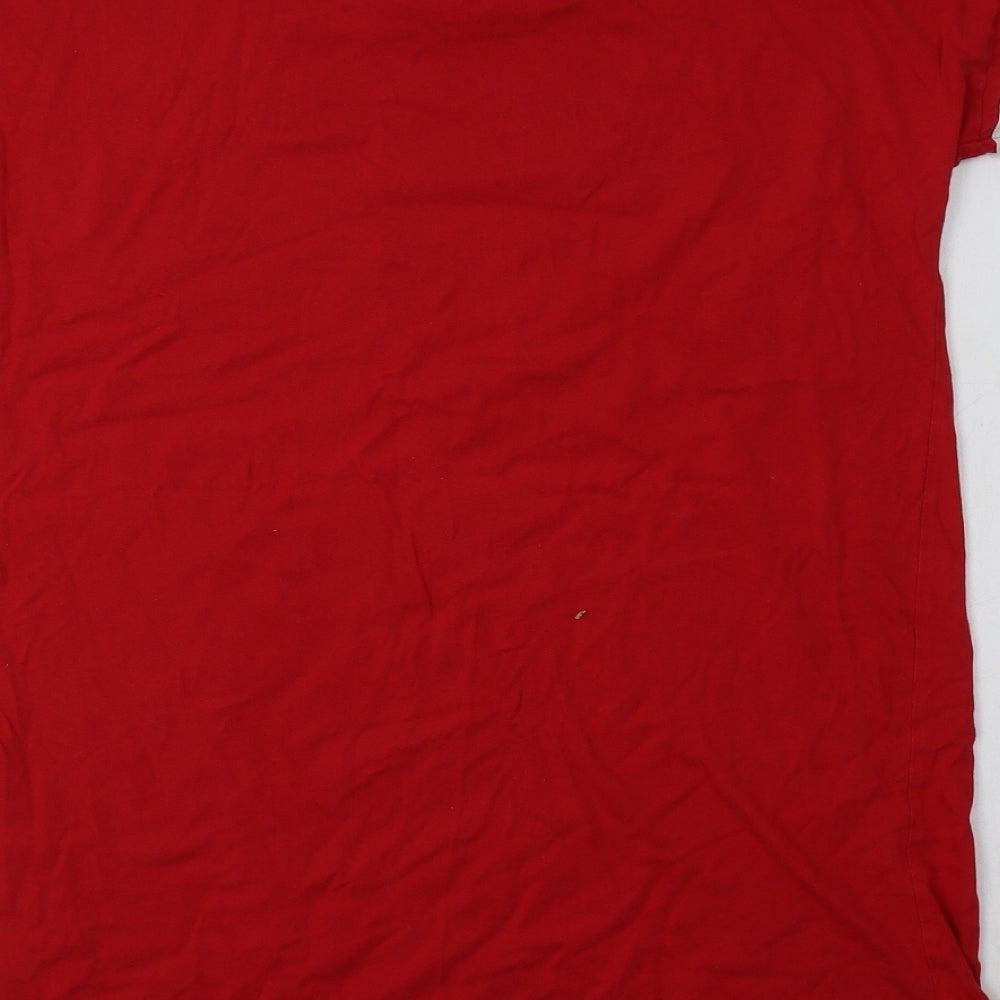 Primark Womens Red  Cotton Tunic T-Shirt Size S Crew Neck - Friends Christmas