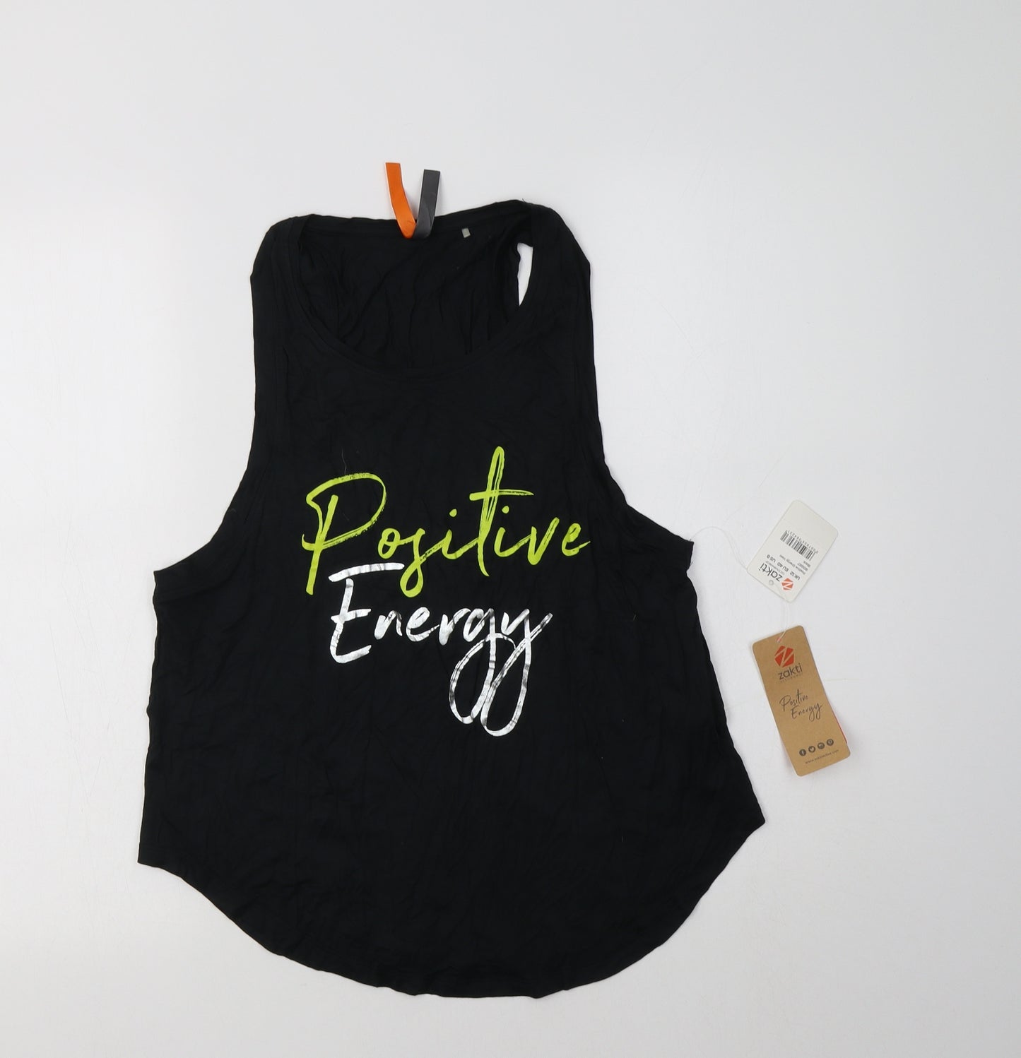 Zakti Womens Black  Viscose Basic Tank Size 12 Scoop Neck - Positive Energy