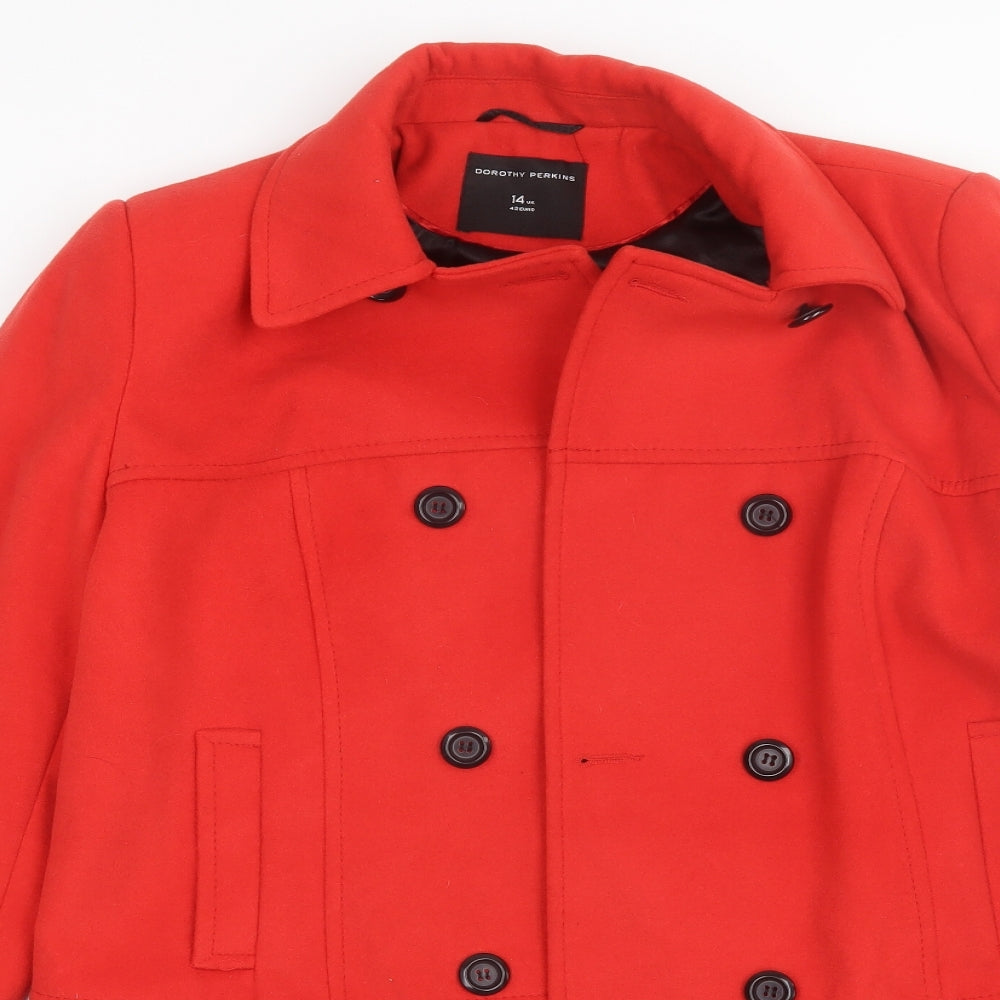 Dorothy Perkins Womens Red   Pea Coat Jacket Size 14