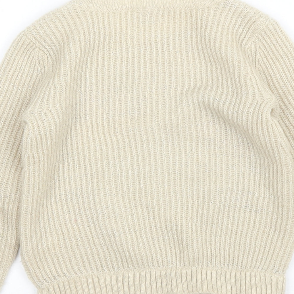TU Girls Beige Round Neck  Acrylic Pullover Jumper Size 7 Years