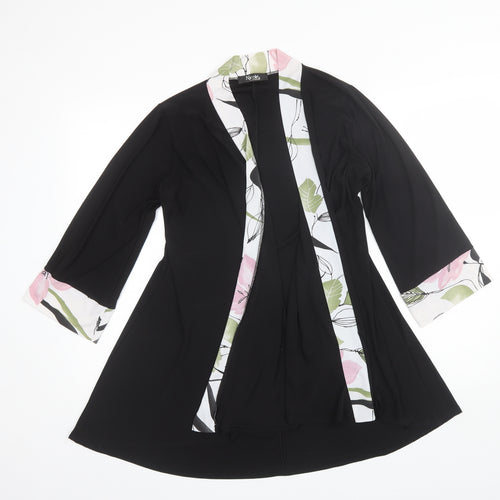 Nicole Collection Womens Black Collared  Polyester Shrug Jumper Size M