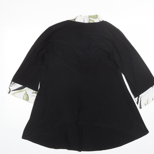 Nicole Collection Womens Black Collared  Polyester Shrug Jumper Size M