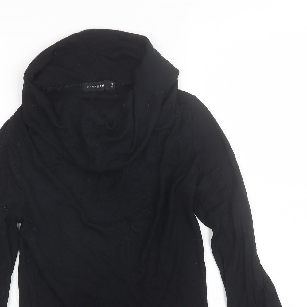 CivaRize Womens Black Cowl Neck  Cotton Pullover Jumper Size 16