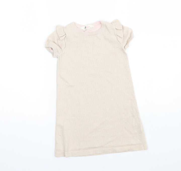 H&M Girls Pink  Cotton Shift  Size 4-5 Years  Round Neck