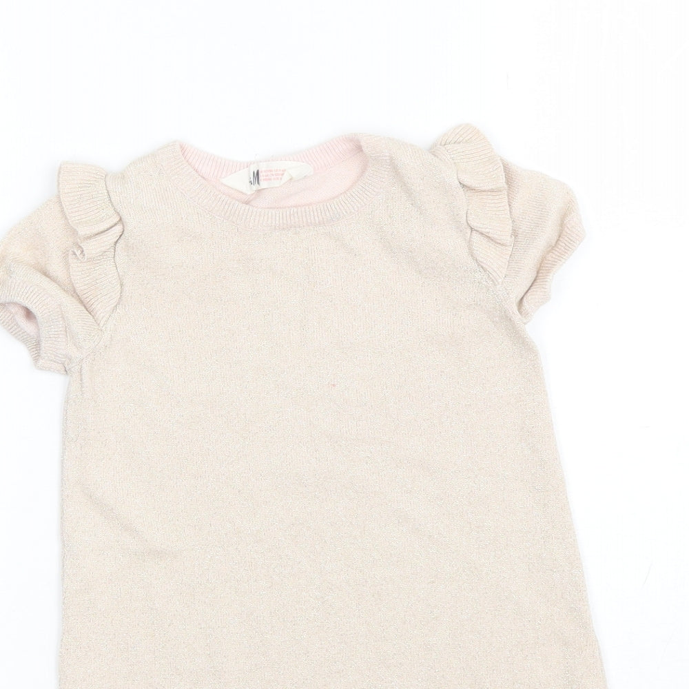 H&M Girls Pink  Cotton Shift  Size 4-5 Years  Round Neck