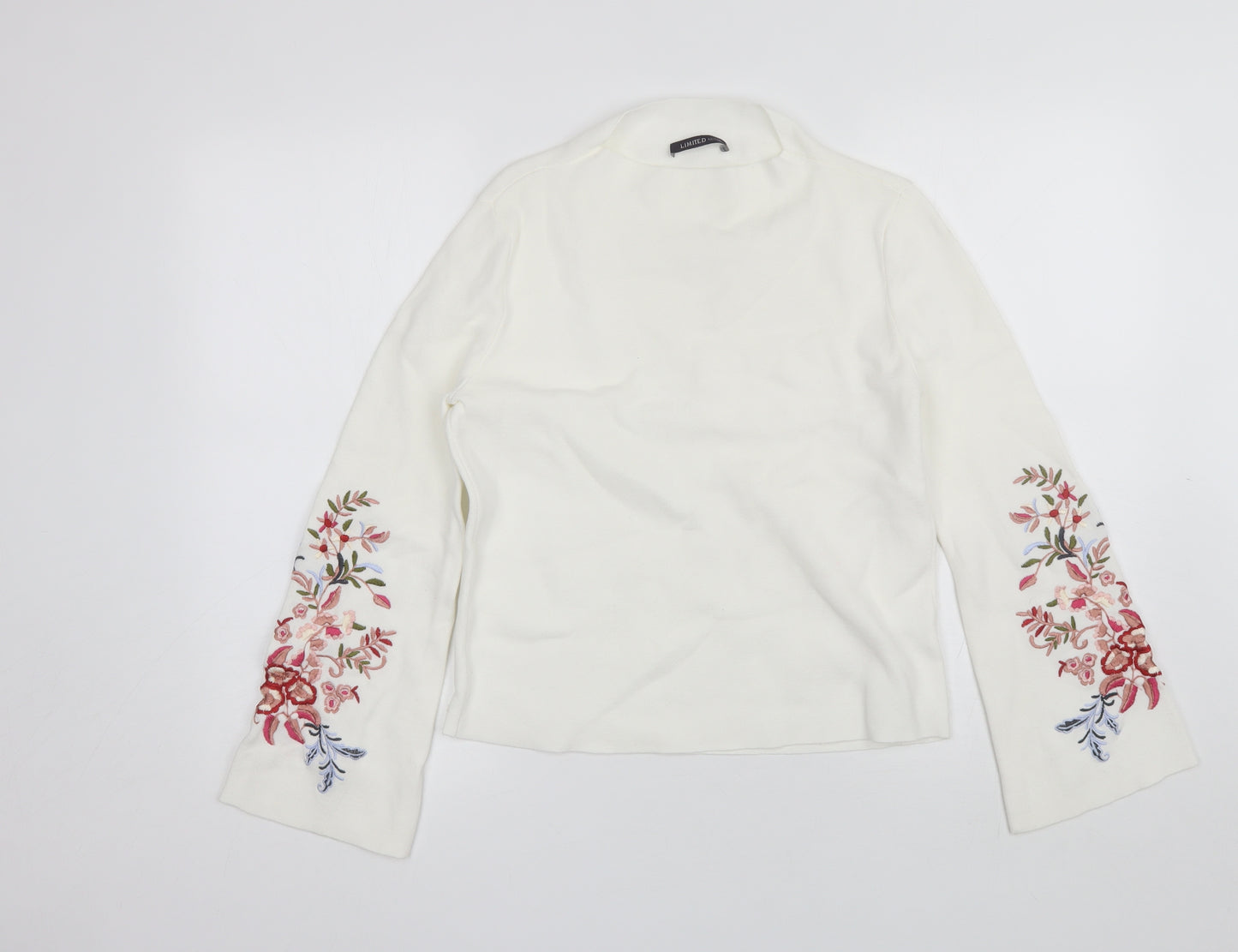 Marks and Spencer Womens White Square Neck Floral Cotton Pullover Jumper Size 10