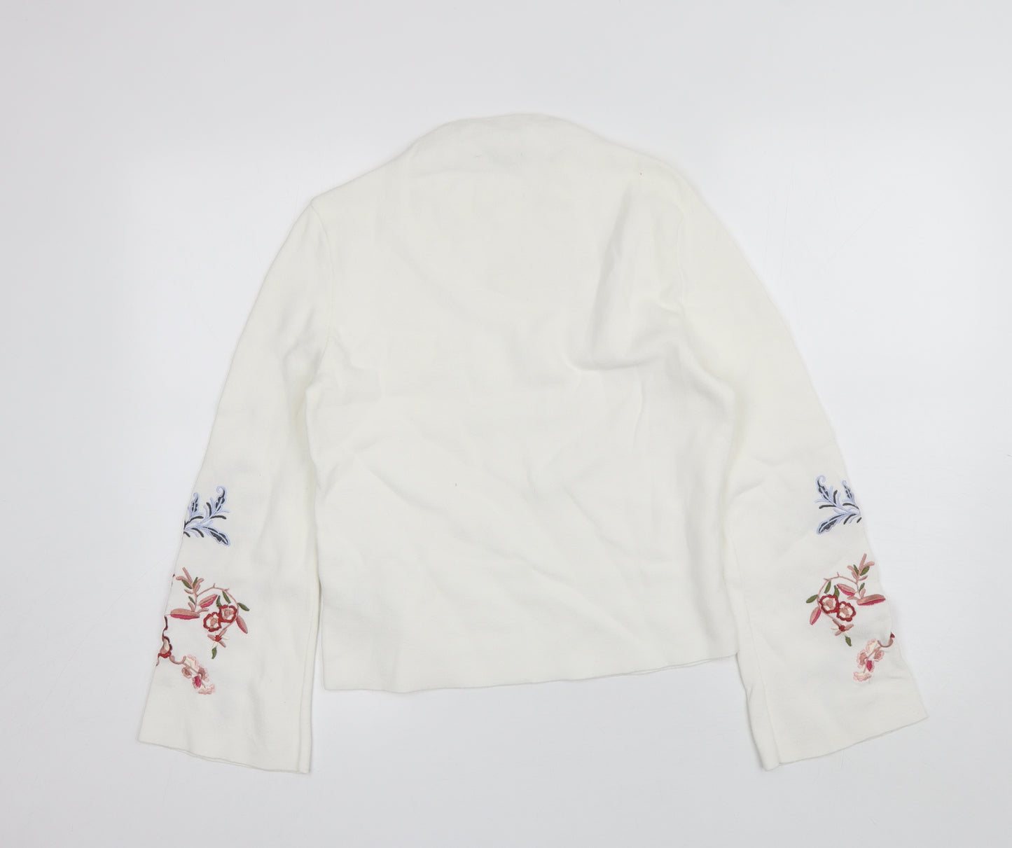 Marks and Spencer Womens White Square Neck Floral Cotton Pullover Jumper Size 10