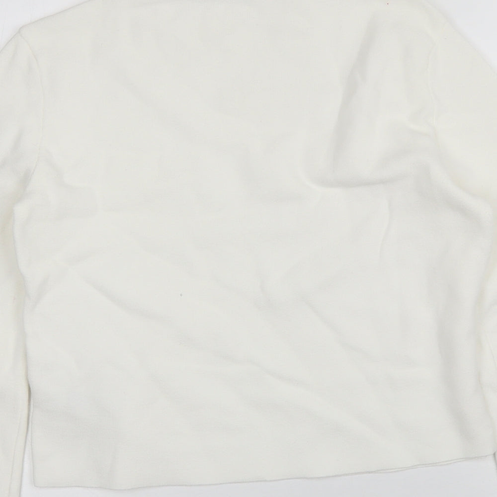 Marks and Spencer Womens White Square Neck Floral Cotton Pullover Jumper Size 10