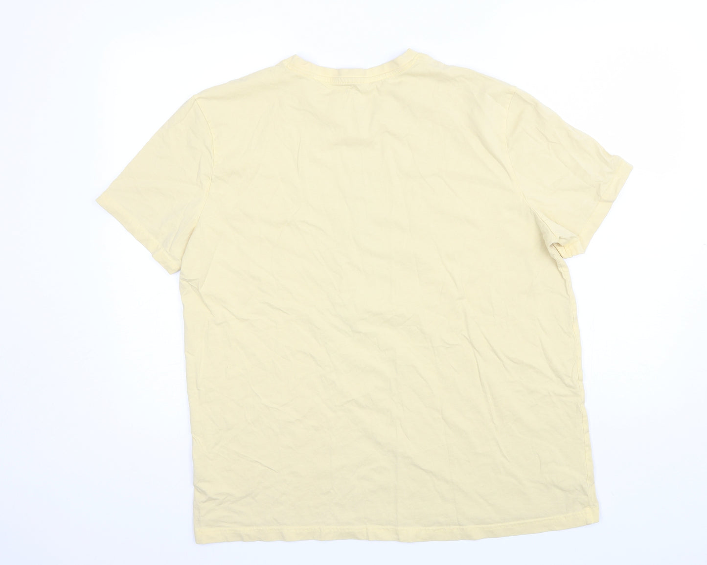 TU Mens Yellow  Cotton  T-Shirt Size XL Round Neck